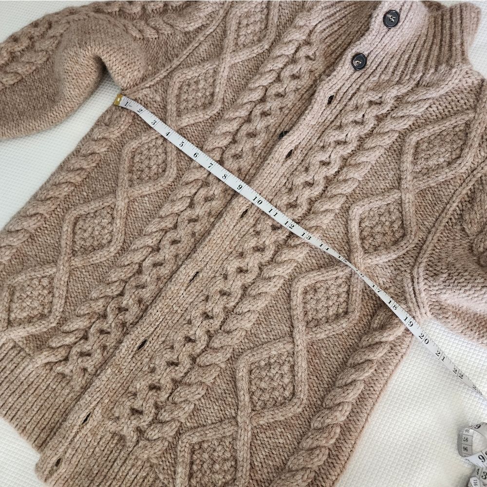 Ag Adriano Goldschmied Jeans Alpaca Wool Tan Camel Cable Knit Cardigan Unisex - Picture 8 of 16